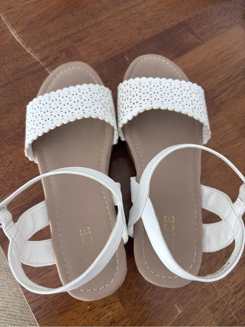 The Children's Place White Perforated Scalloped Slide Sandals